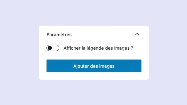 Paramètres de la galerie d'images